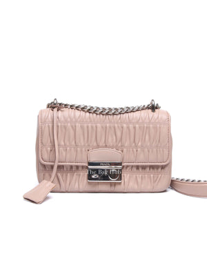 Prada Cipria Nappa Gaufre Sound Chain Flap Small Shoulder Bag