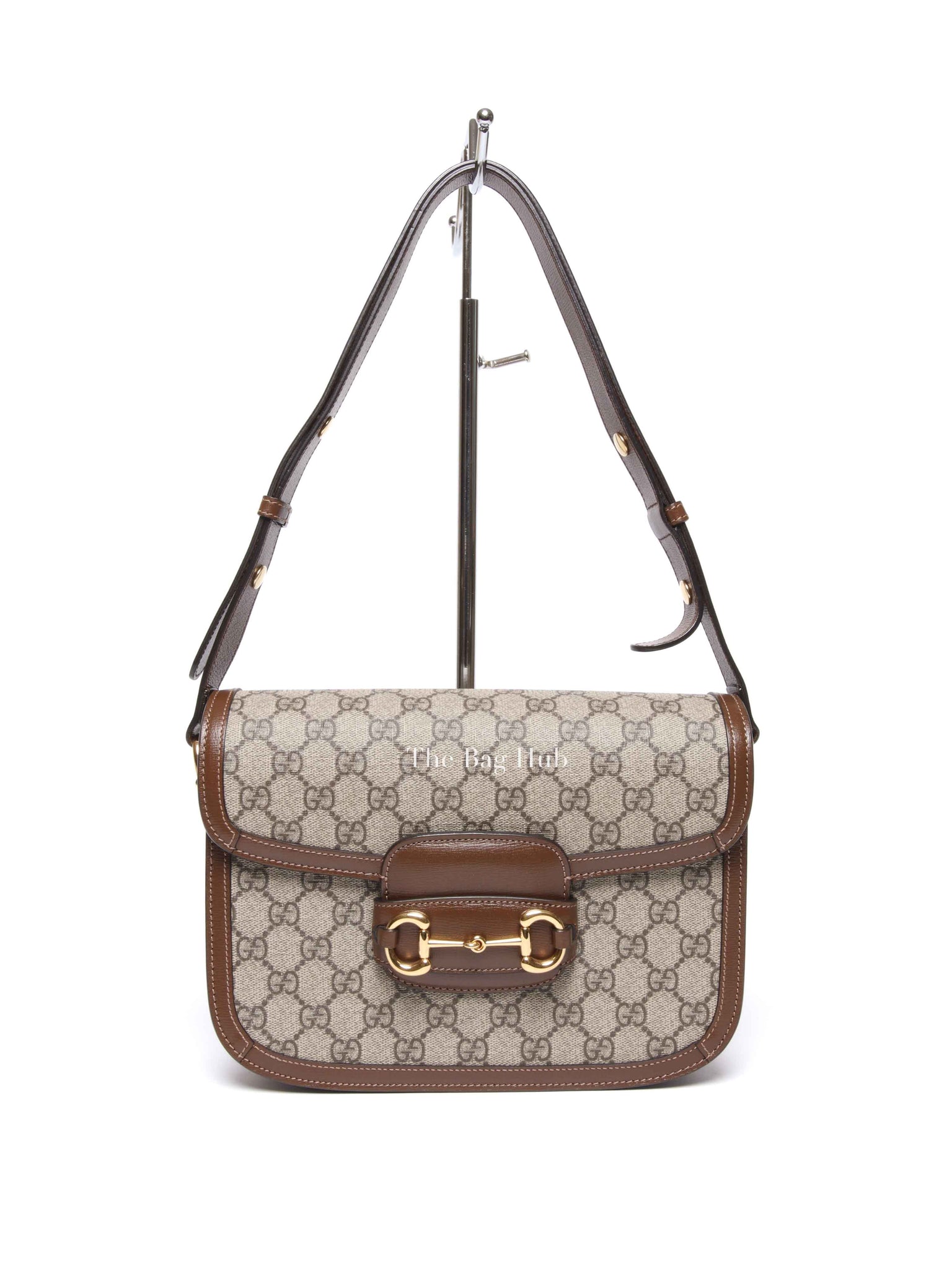 Gucci Brown GG Supreme Canvas Horsebit 1955 Medium Shoulder Bag