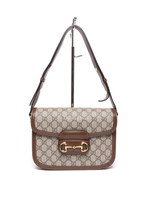 Gucci Brown GG Supreme Canvas Horsebit 1955 Medium Shoulder Bag