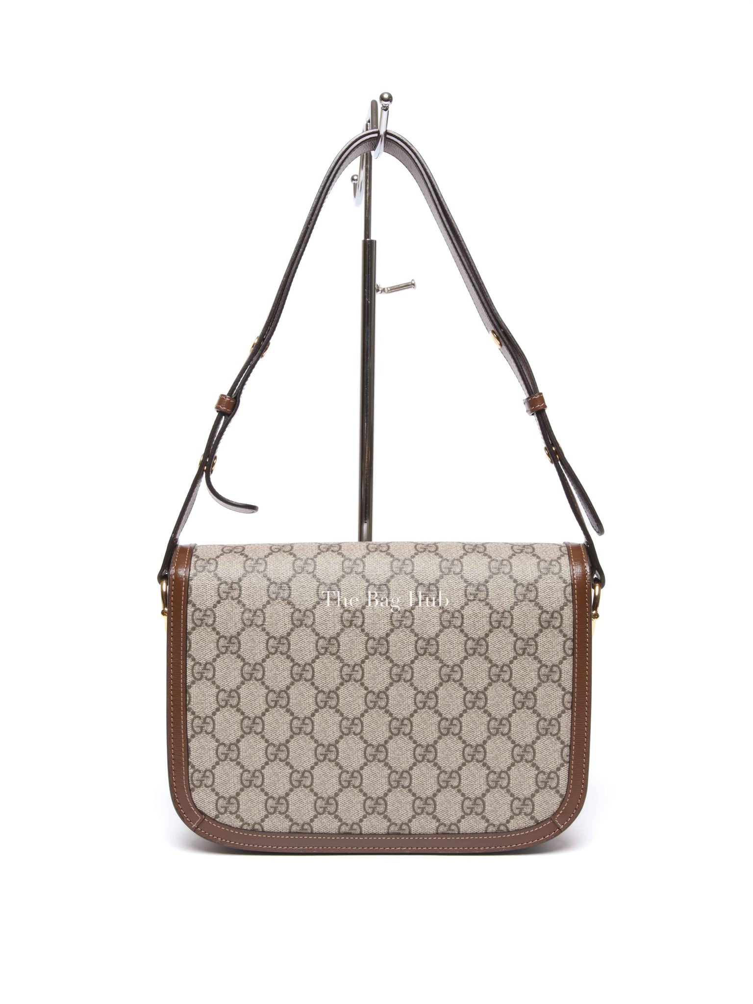 Gucci Brown GG Supreme Canvas Horsebit 1955 Medium Shoulder Bag