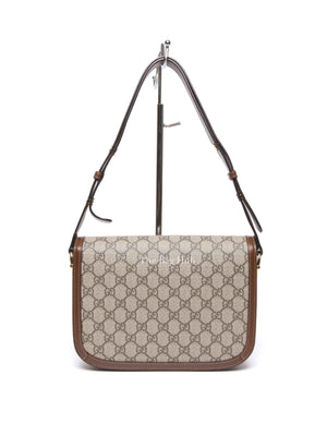 Gucci Brown GG Supreme Canvas Horsebit 1955 Medium Shoulder Bag