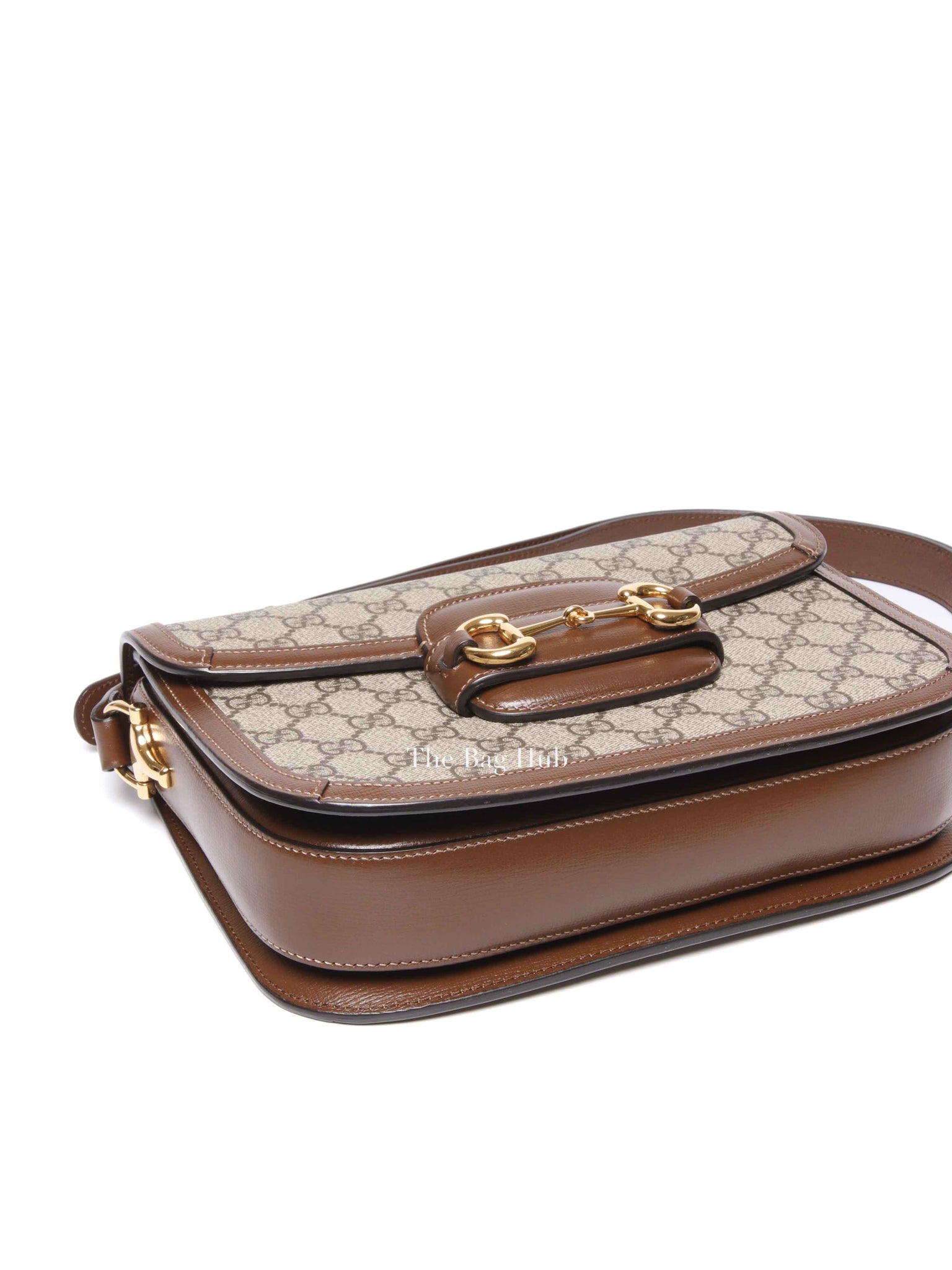 Gucci Brown GG Supreme Canvas Horsebit 1955 Medium Shoulder Bag