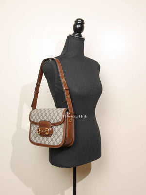 Gucci Brown GG Supreme Canvas Horsebit 1955 Medium Shoulder Bag
