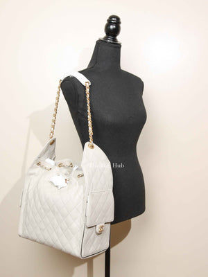 Chanel Gray Caviar Quilted C25 Medium Bag GHW