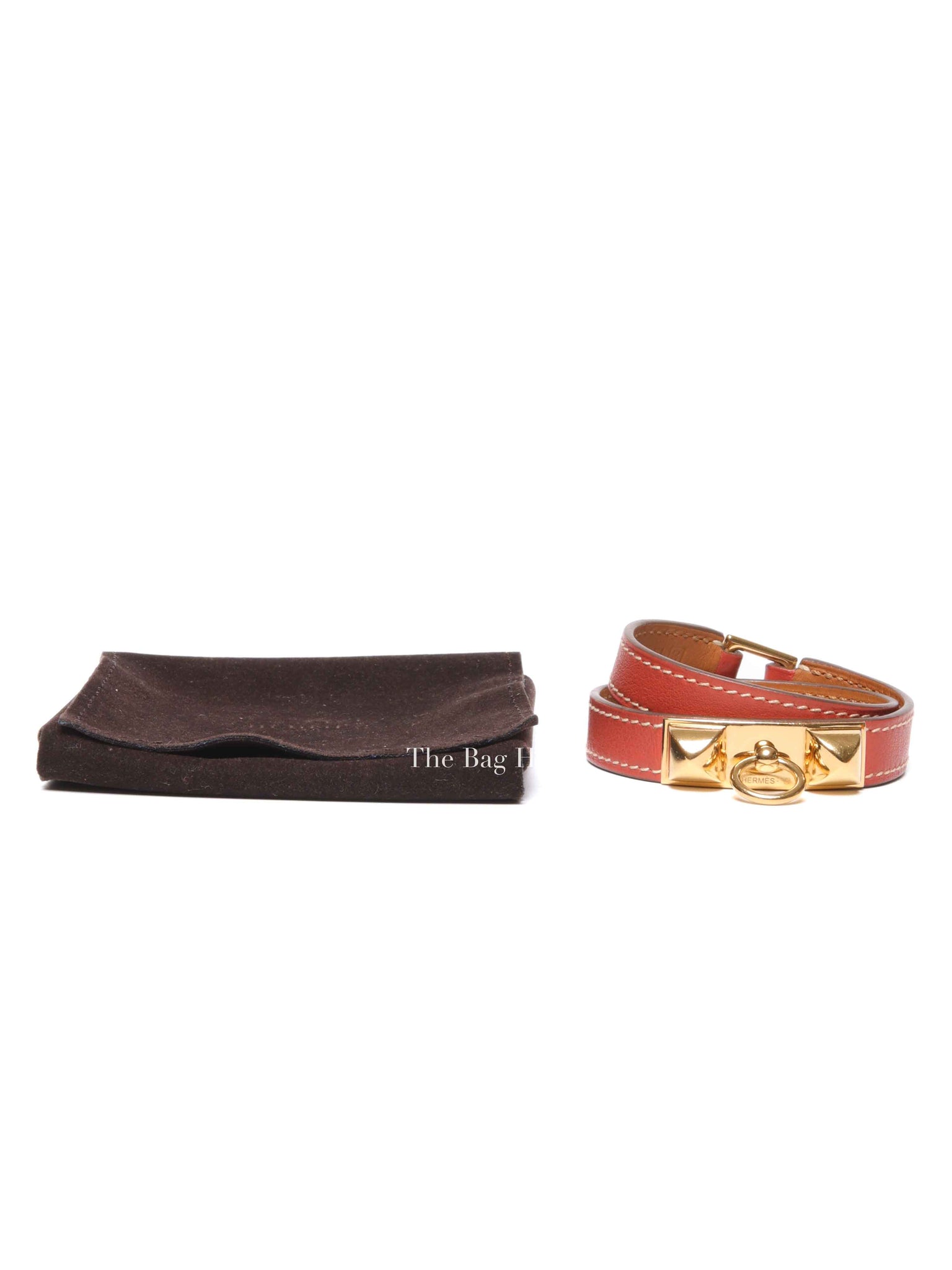 Hermes Rose Azalee Leather Rivale Double Tour XS Bracelet GHW