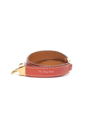 Hermes Rose Azalee Leather Rivale Double Tour XS Bracelet GHW