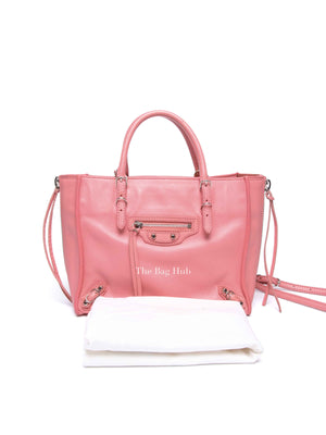 Balenciaga Pink Leather Mini Metallic Edge Papier A4 Tote Bag