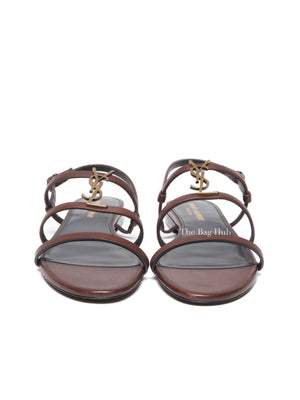Saint Laurent Brown Leather Cassandre Sandals Size 38