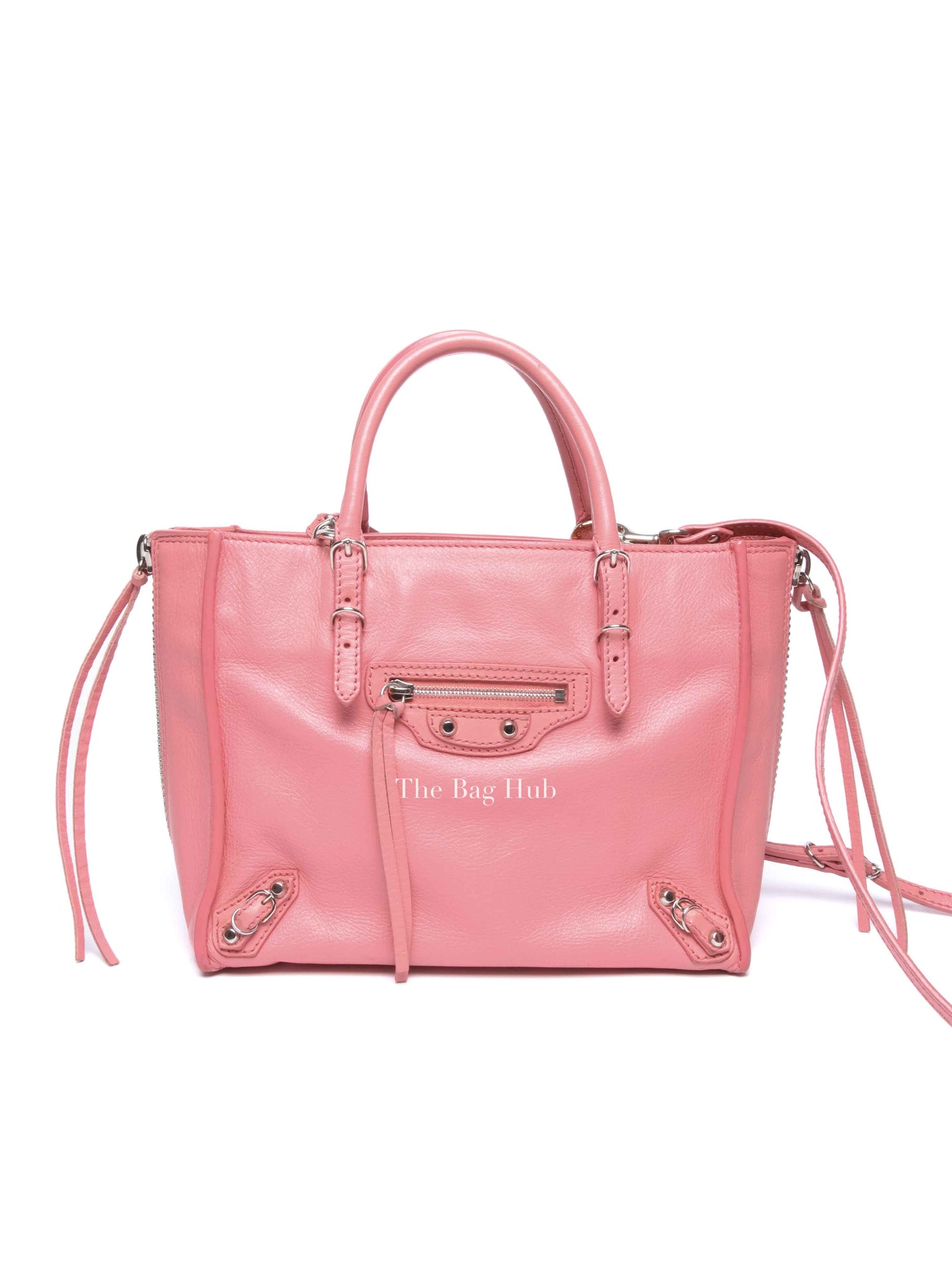 Balenciaga Pink Leather Mini Metallic Edge Papier A4 Tote Bag