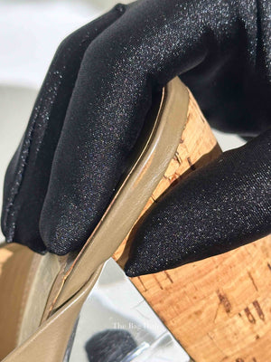 Salvatore Ferragamo Moss Green Leather Wedge Platform Shoes Size 6