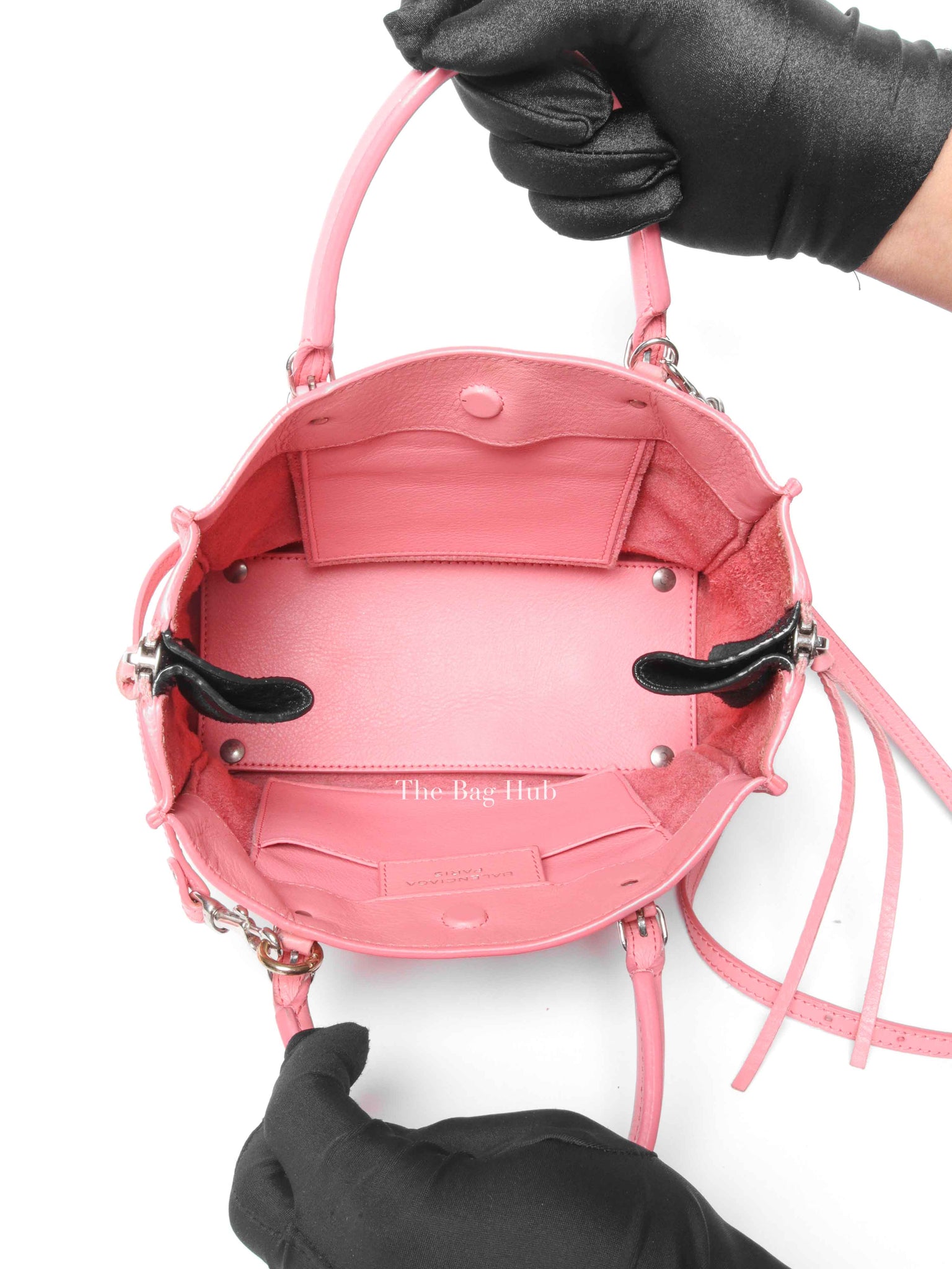 Balenciaga Pink Leather Mini Metallic Edge Papier A4 Tote Bag