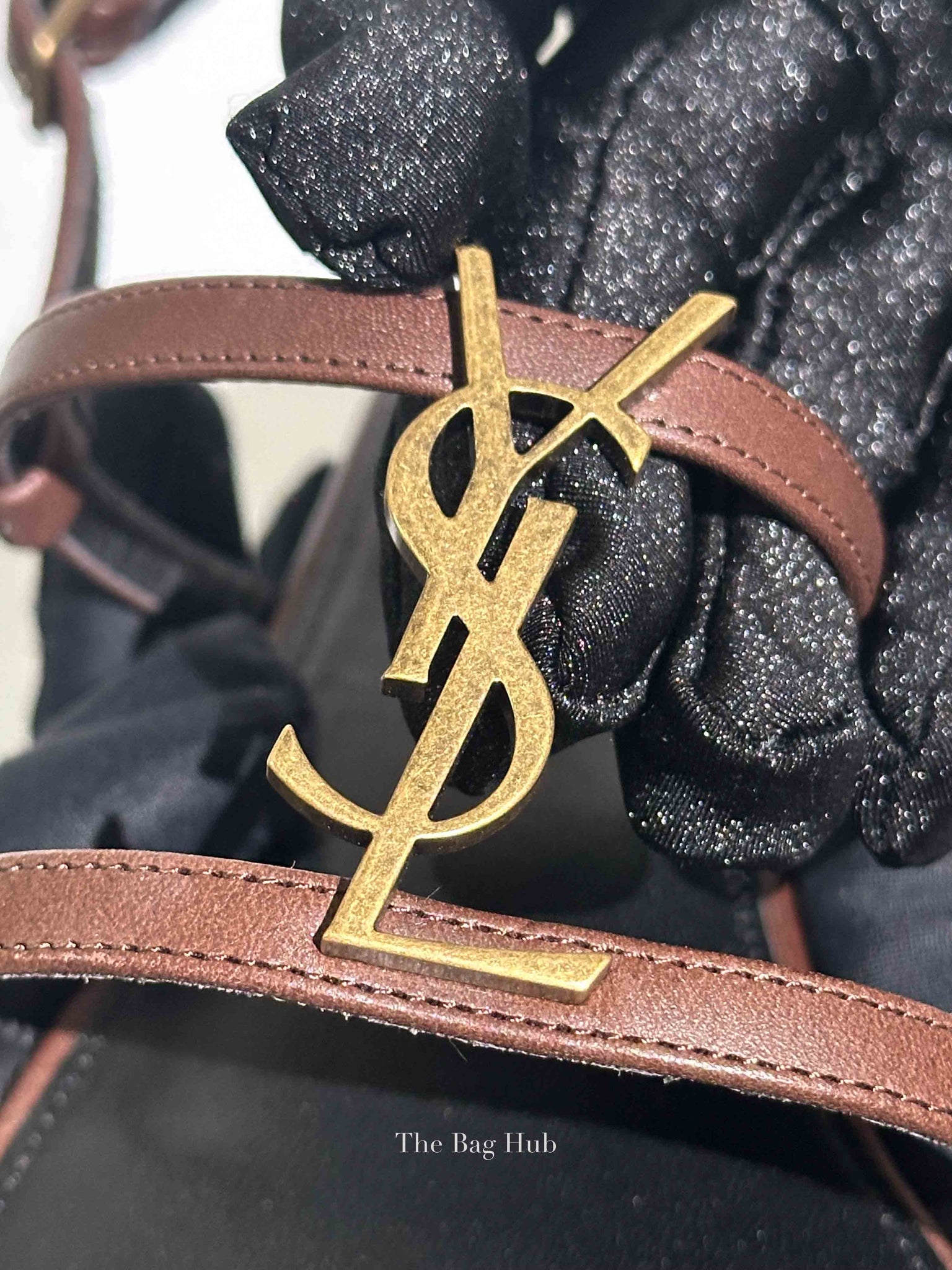 Saint Laurent Brown Leather Cassandre Sandals Size 38
