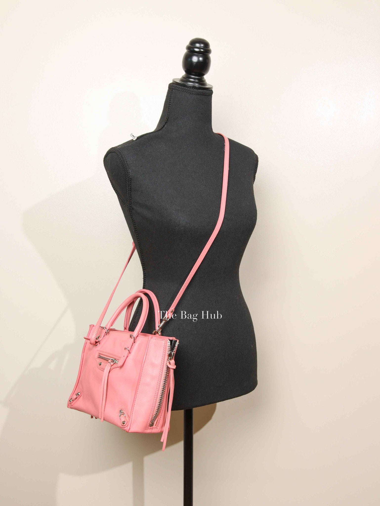 Balenciaga Pink Leather Mini Metallic Edge Papier A4 Tote Bag