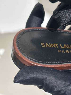 Saint Laurent Brown Leather Cassandre Sandals Size 38