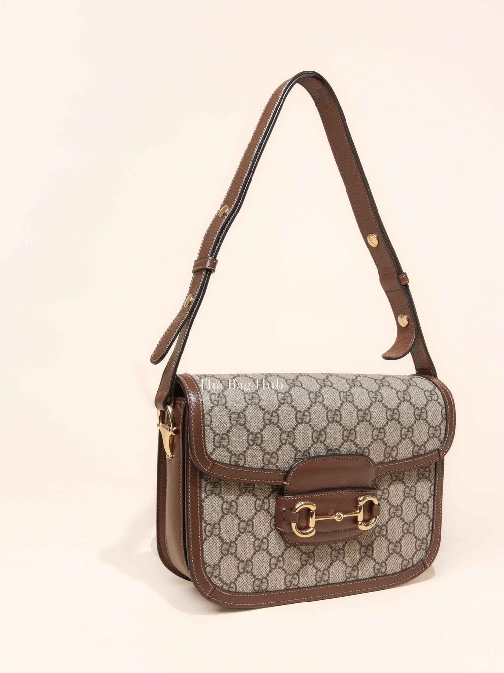 Gucci Brown GG Supreme Canvas Horsebit 1955 Medium Shoulder Bag