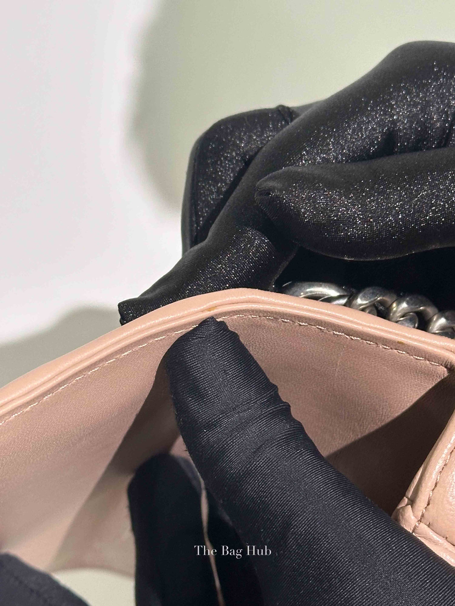 Prada Cipria Nappa Gaufre Sound Chain Flap Small Shoulder Bag