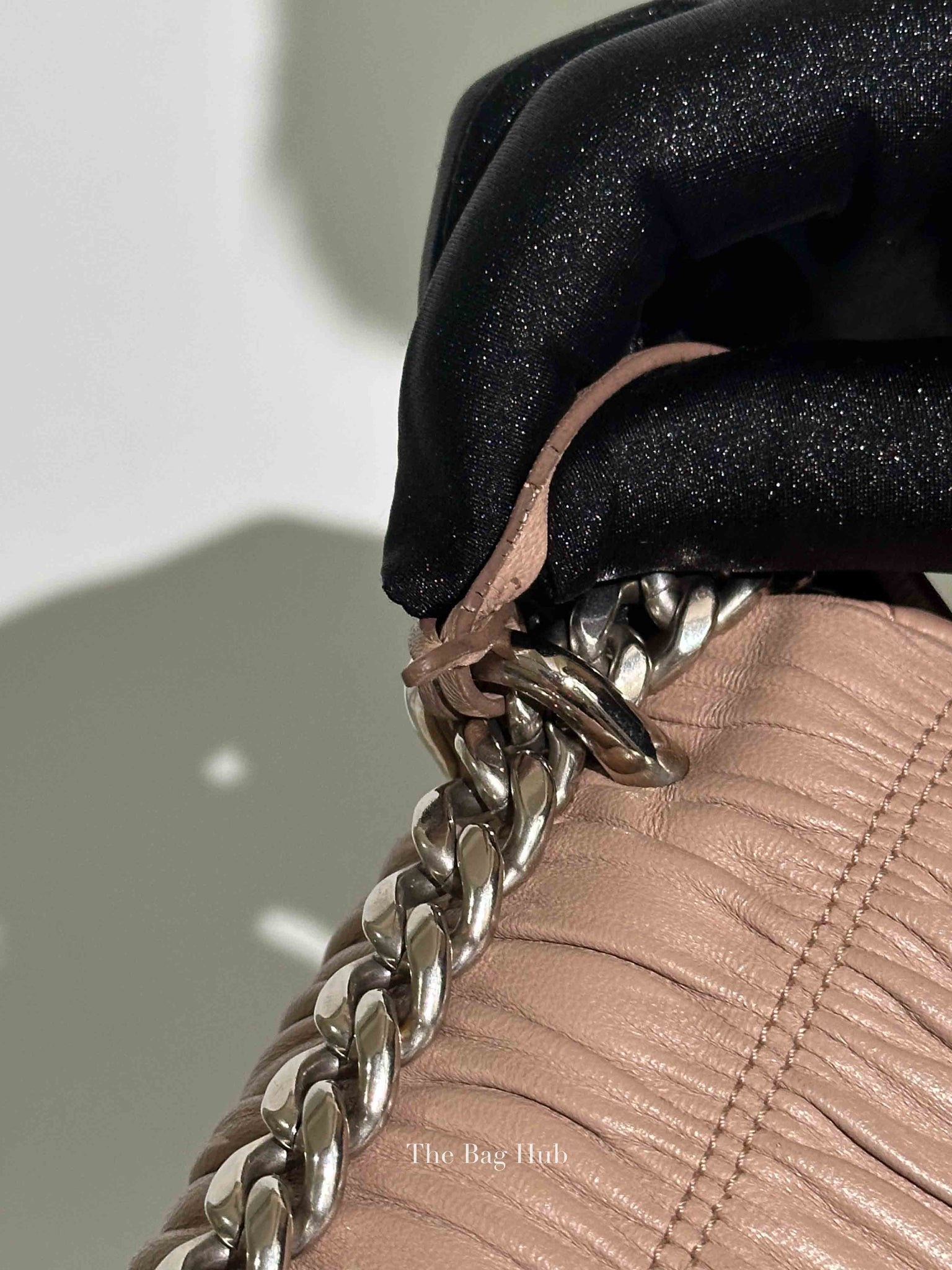 Prada Cipria Nappa Gaufre Sound Chain Flap Small Shoulder Bag
