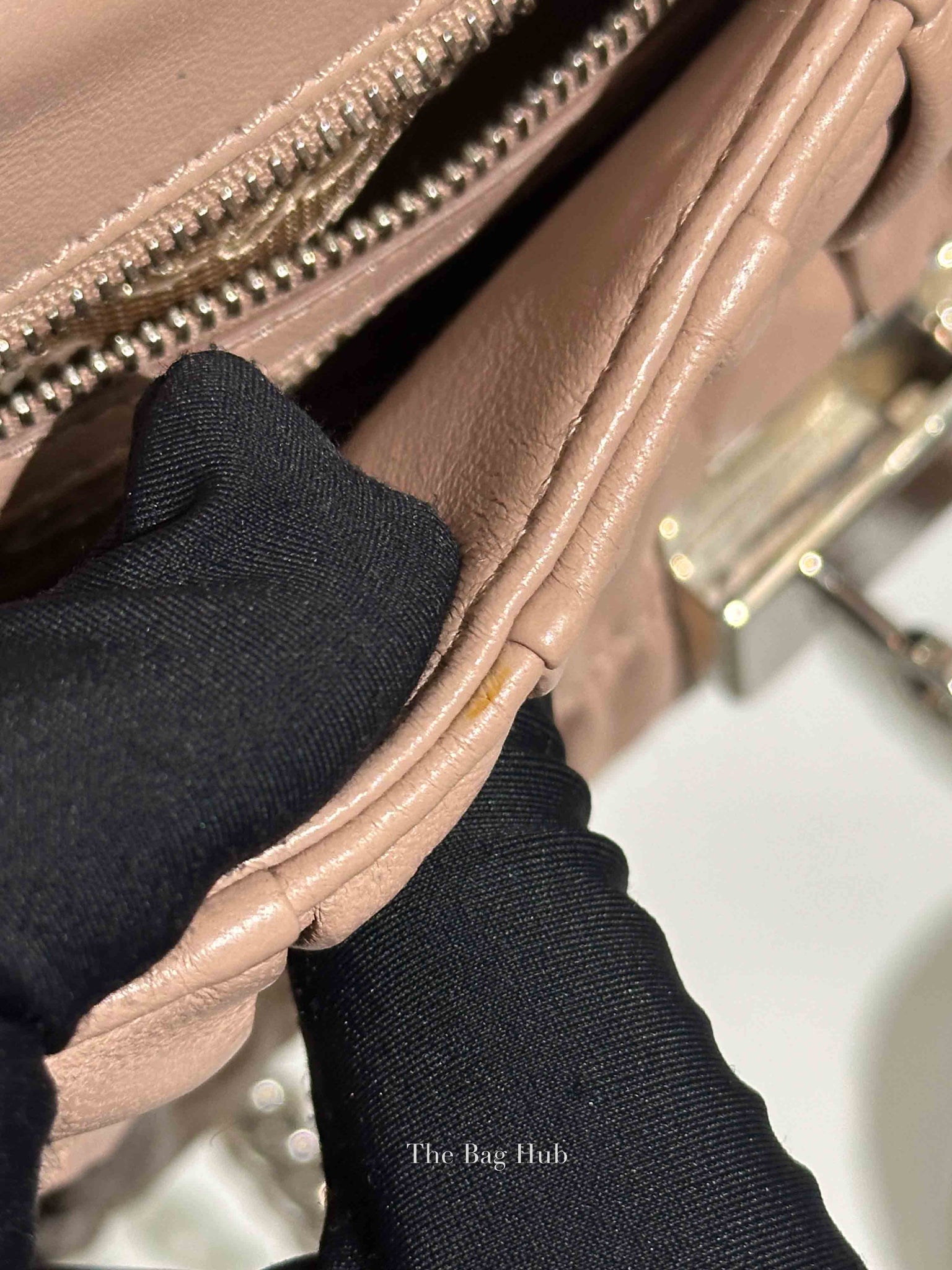 Prada Cipria Nappa Gaufre Sound Chain Flap Small Shoulder Bag