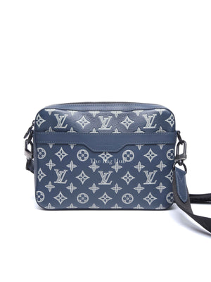 Louis Vuitton Navy Blue Monogram Shadow Leather Trio Messenger Bag