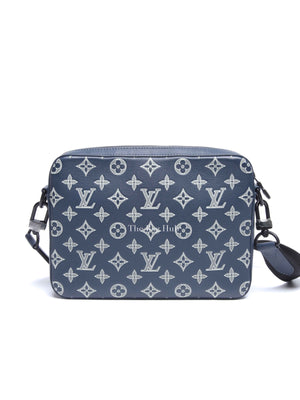 Louis Vuitton Navy Blue Monogram Shadow Leather Trio Messenger Bag