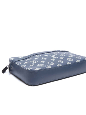 Louis Vuitton Navy Blue Monogram Shadow Leather Trio Messenger Bag