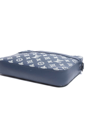 Louis Vuitton Navy Blue Monogram Shadow Leather Trio Messenger Bag