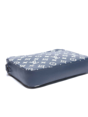 Louis Vuitton Navy Blue Monogram Shadow Leather Trio Messenger Bag