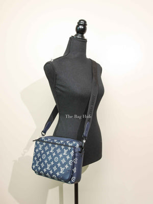 Louis Vuitton Navy Blue Monogram Shadow Leather Trio Messenger Bag