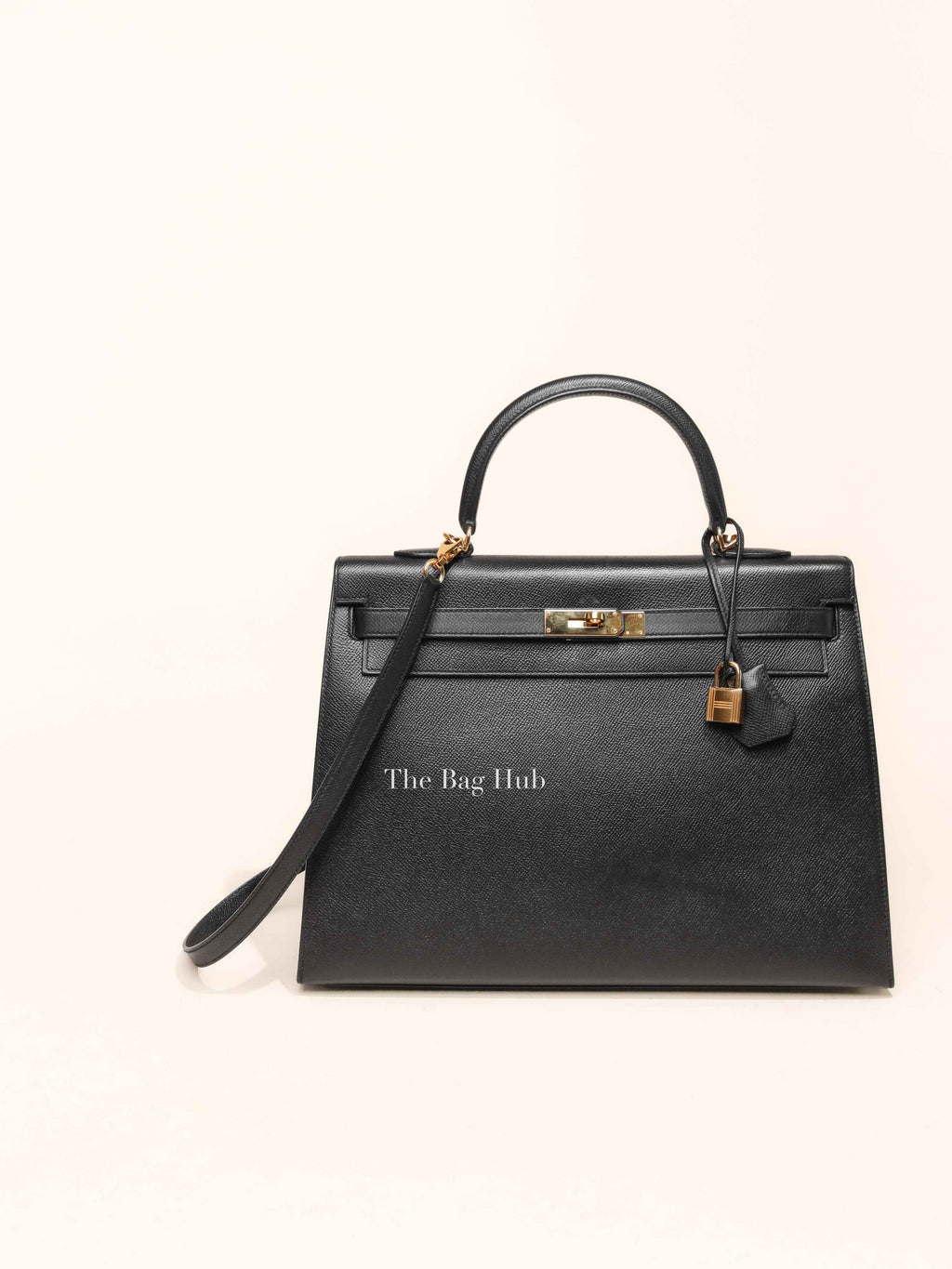 Hermes Noir Epsom Leather Kelly Sellier 35 GHW