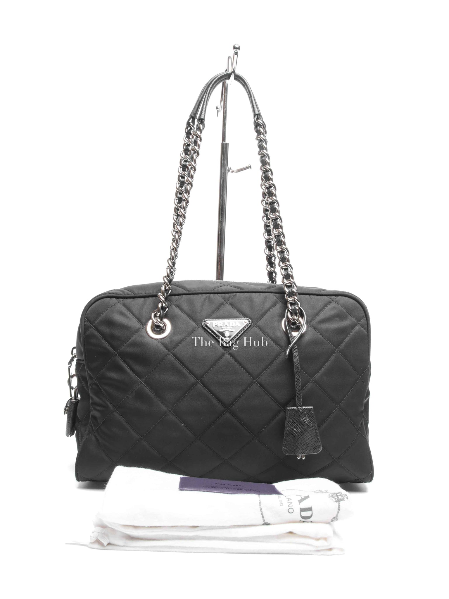 Prada Black Nylon Tessuto Impuntu Quilted Shoulder Bag