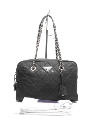 Prada Black Nylon Tessuto Impuntu Quilted Shoulder Bag