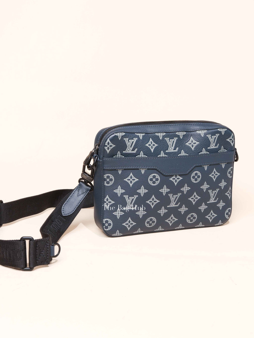 Louis Vuitton Navy Blue Monogram Shadow Leather Trio Messenger Bag
