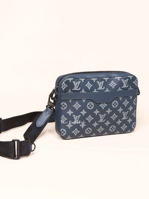 Louis Vuitton Navy Blue Monogram Shadow Leather Trio Messenger Bag