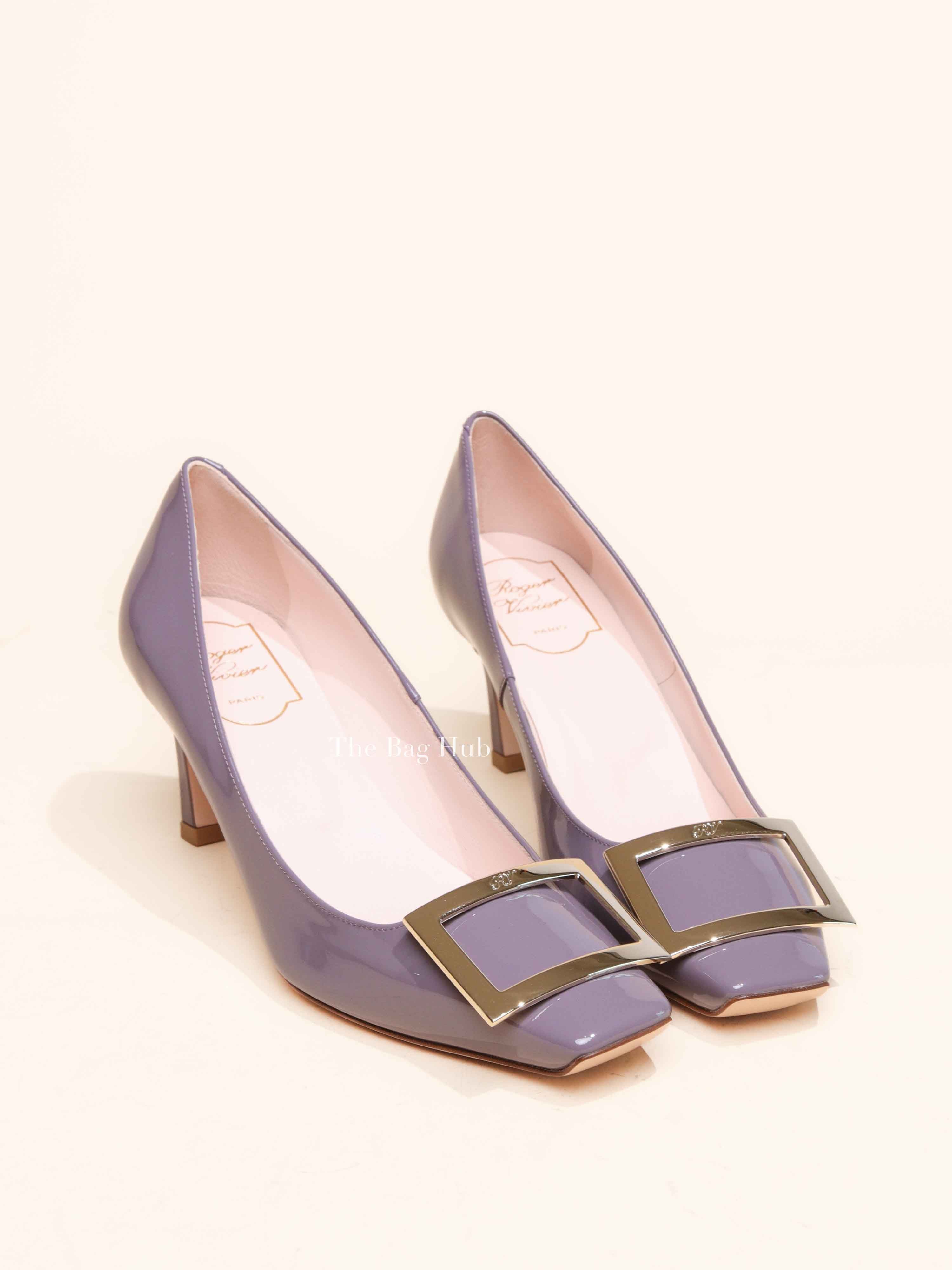 オケージョン★ROGER VIVIER★70mm Trompette leather pumps Roger Vivier Purple Patent Leather Trompette Pumps 70 Size