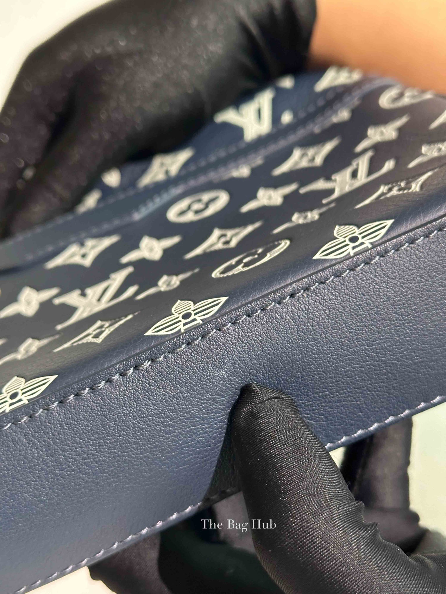 Louis Vuitton Navy Blue Monogram Shadow Leather Trio Messenger Bag