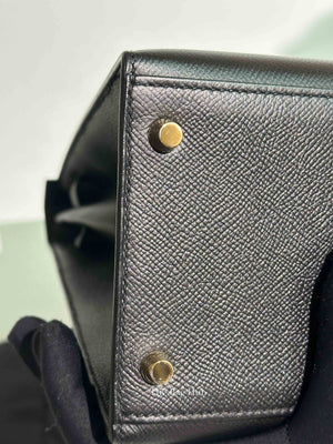 Hermes Noir Epsom Leather Kelly Sellier 35 GHW