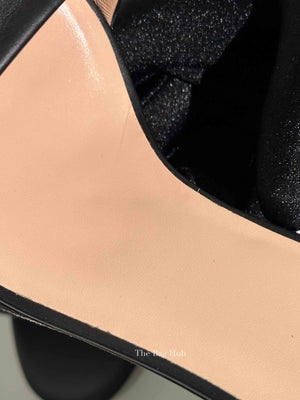 Gucci Black Leather Horsebit Block Heel Sandals Size 38