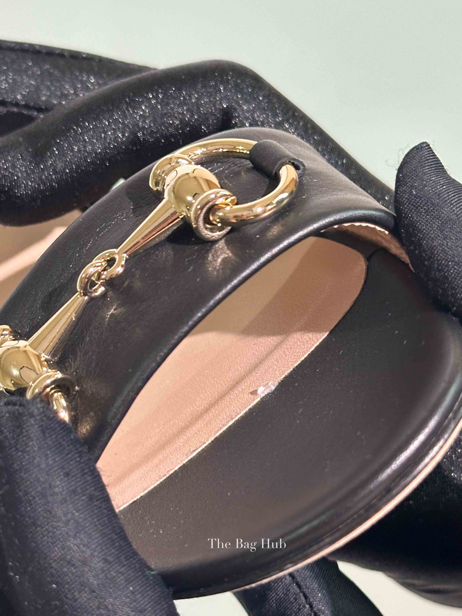 Gucci Black Leather Horsebit Block Heel Sandals Size 38