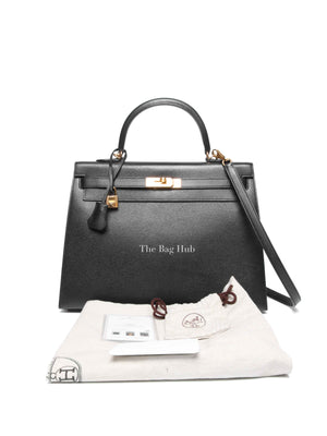 Hermes Noir Epsom Leather Kelly Sellier 35 GHW