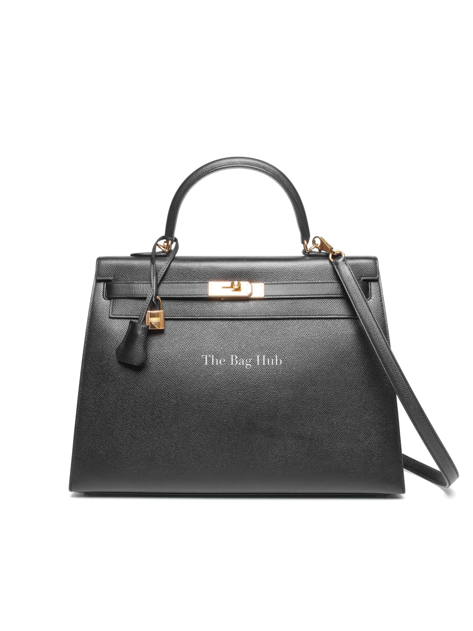 Hermes Noir Epsom Leather Kelly Sellier 35 GHW