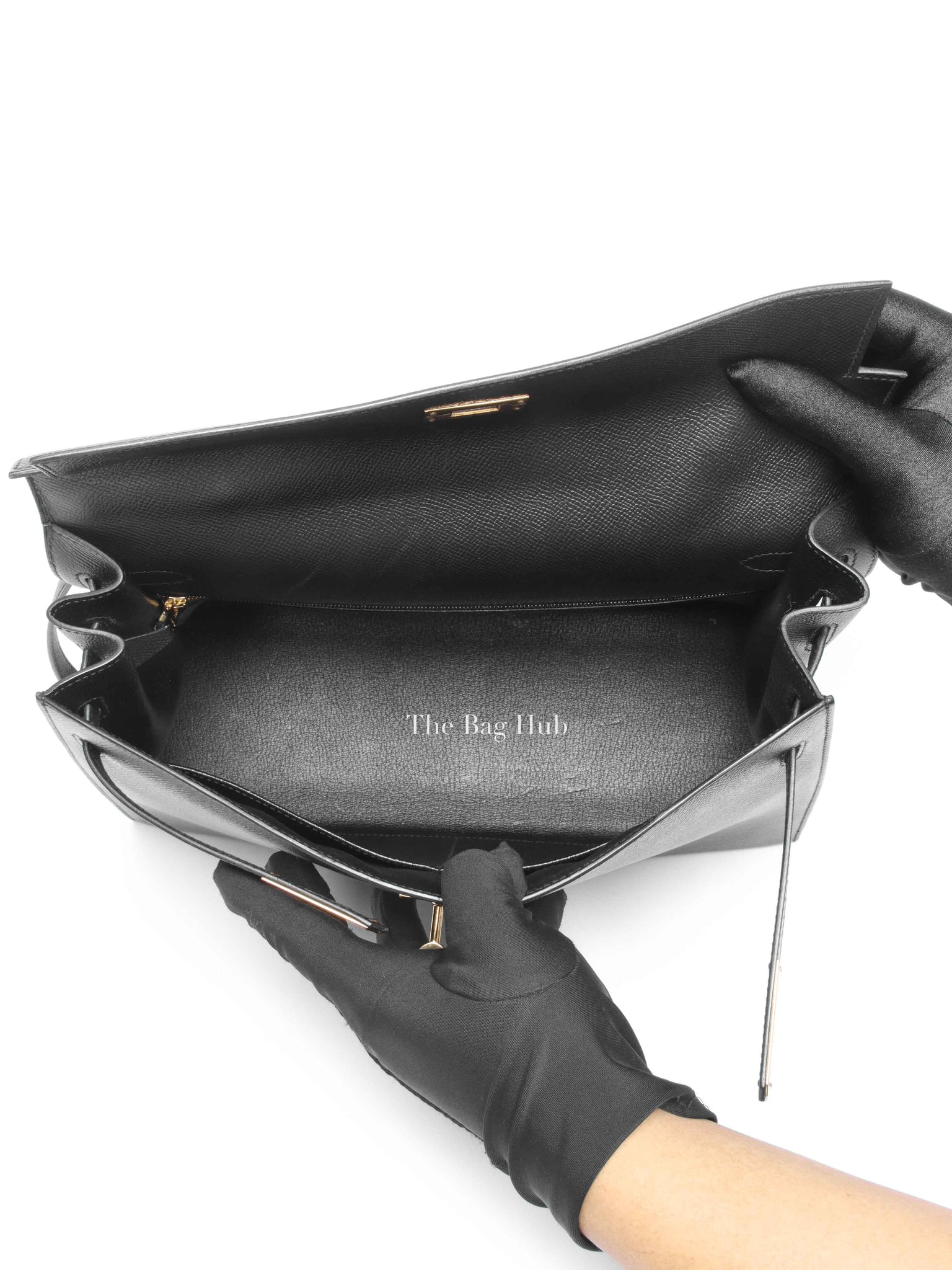 Hermes Noir Epsom Leather Kelly Sellier 35 GHW