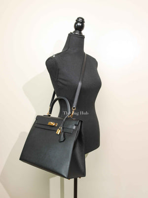 Hermes Noir Epsom Leather Kelly Sellier 35 GHW