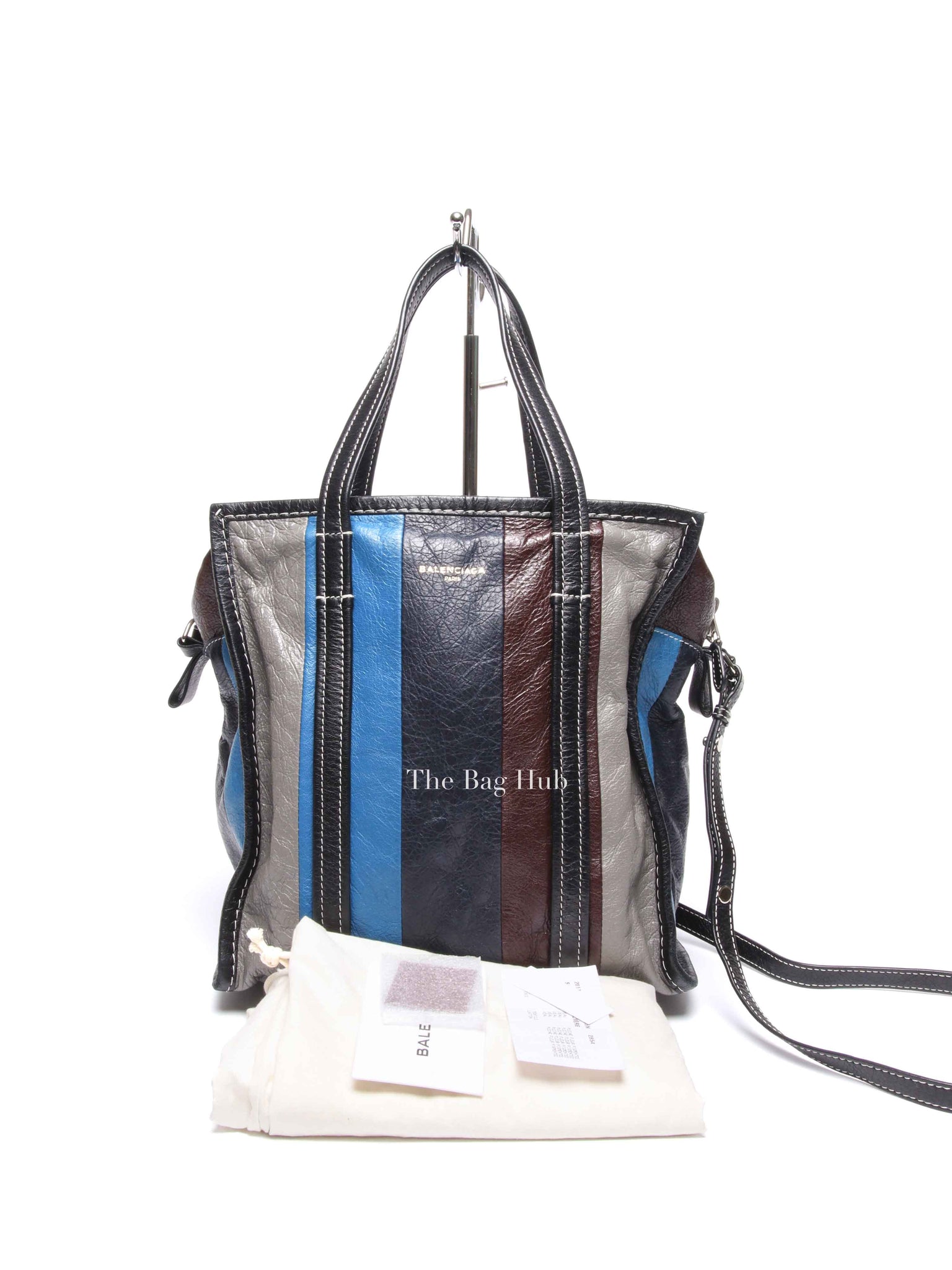 Balenciaga Multicolor Striped Leather Bazar Shopper Small Tote Bag