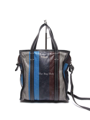 Balenciaga Multicolor Striped Leather Bazar Shopper Small Tote Bag