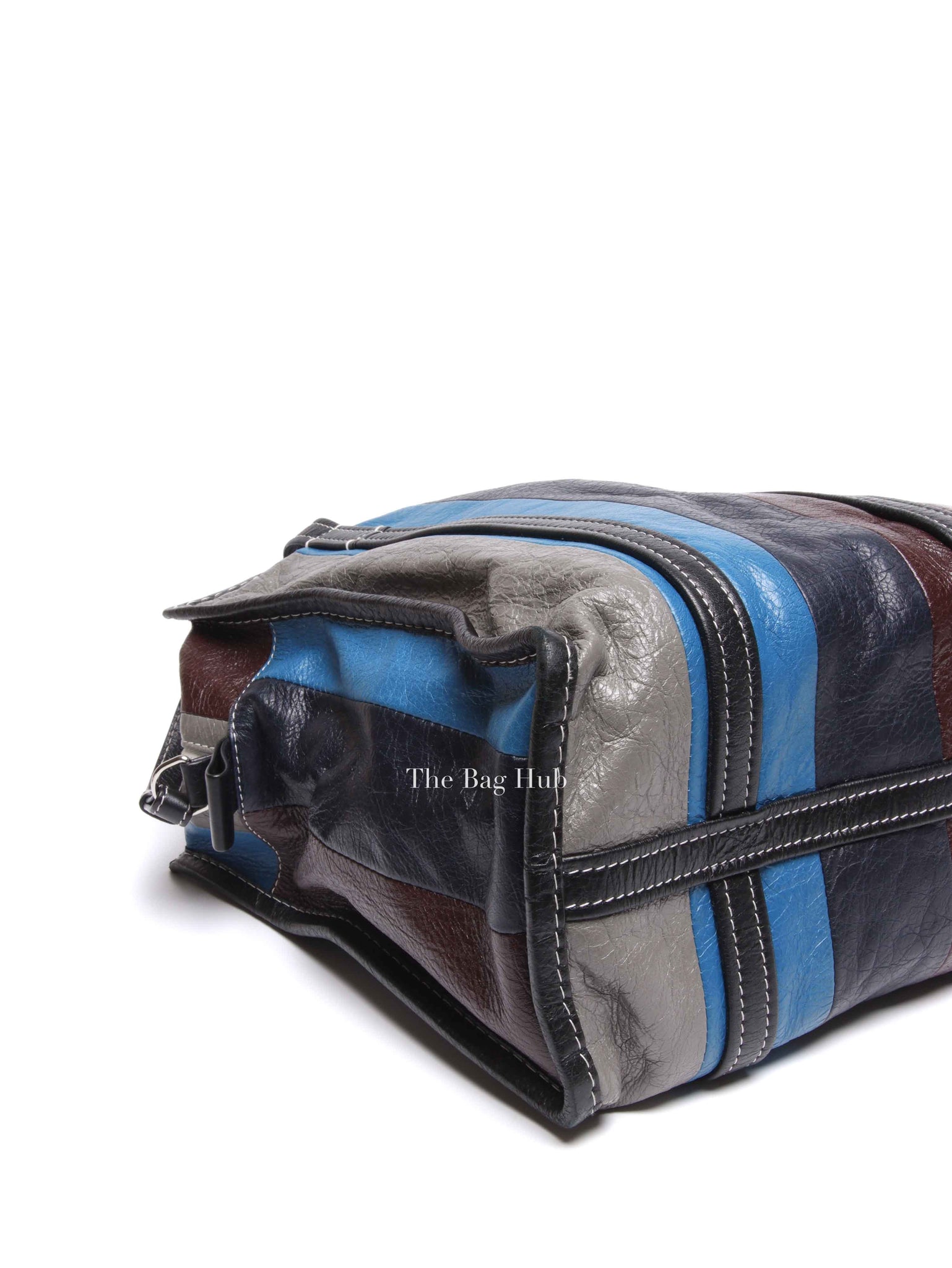 Balenciaga Multicolor Striped Leather Bazar Shopper Small Tote Bag