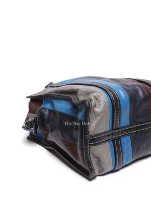 Balenciaga Multicolor Striped Leather Bazar Shopper Small Tote Bag