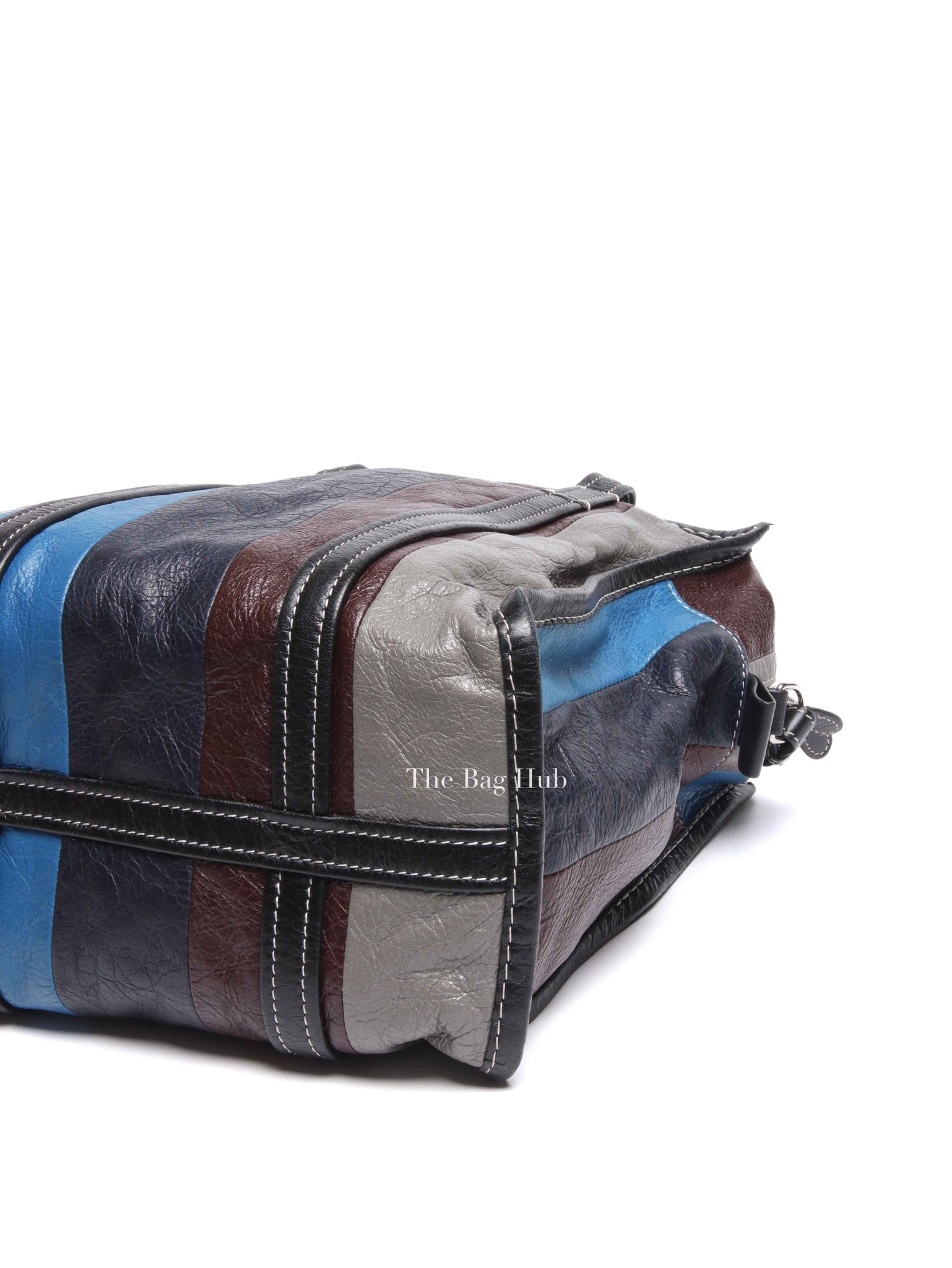 Balenciaga Multicolor Striped Leather Bazar Shopper Small Tote Bag