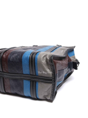 Balenciaga Multicolor Striped Leather Bazar Shopper Small Tote Bag