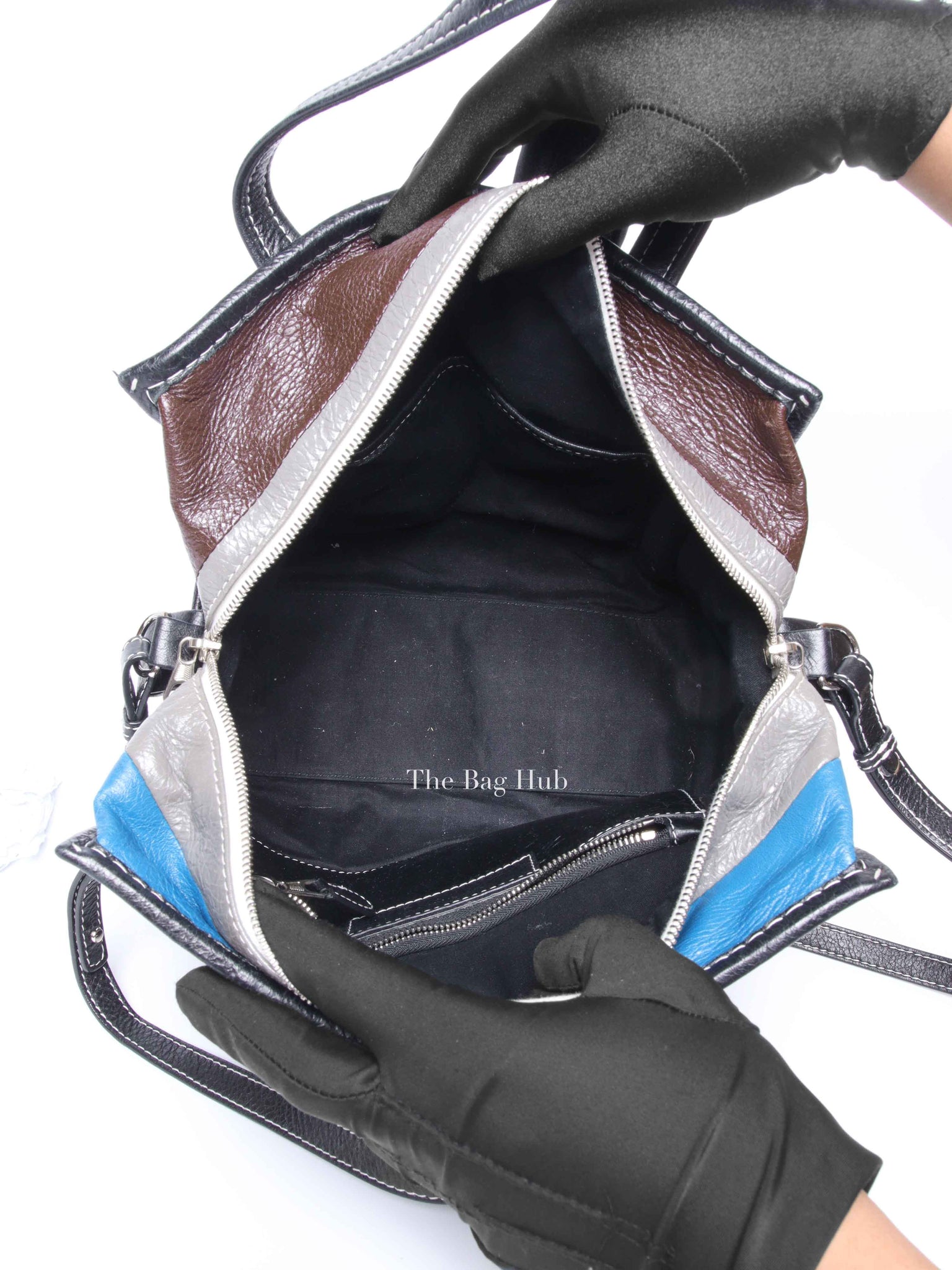 Balenciaga Multicolor Striped Leather Bazar Shopper Small Tote Bag