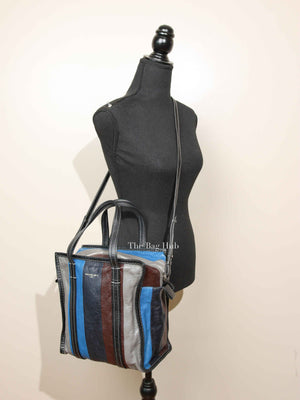 Balenciaga Multicolor Striped Leather Bazar Shopper Small Tote Bag